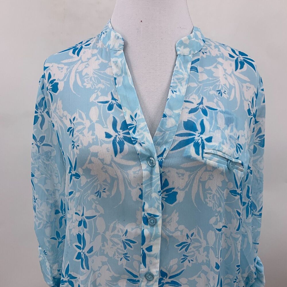 Kut from the Kloth Blouse Womens XS Extra Small Floral Button Front Shirttail - Picture 3 of 10